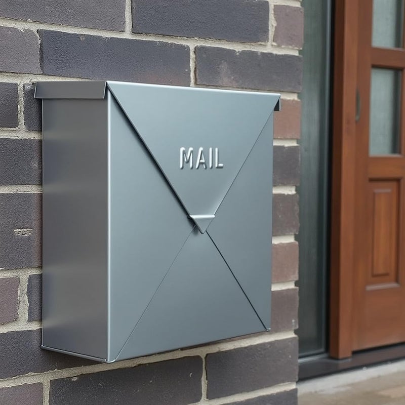 NACH Mailboxes for Outside Wall Mount, 10 x 10 x 4 inch Silver Mail Boxes for House Outside, Waterproof Mailboxes for Outside - Chicago Style Mail Box - Image 2